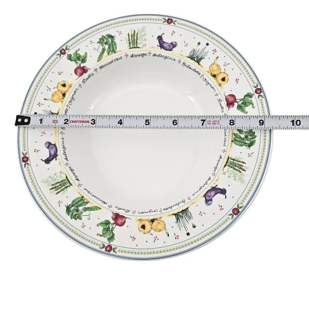 Mikasa Ultra Cream DX012 Garden Lane Vegetable Rim 9.25” Soup Salad Bowls - 4 PC
